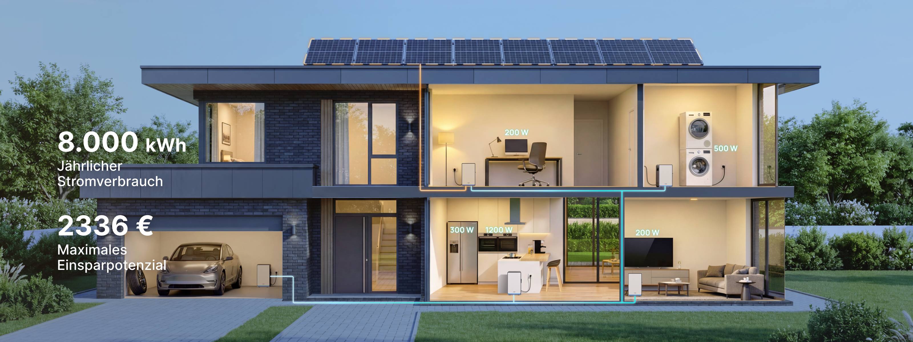 Hausbesitzer mit Solaranlage auf dem Dach