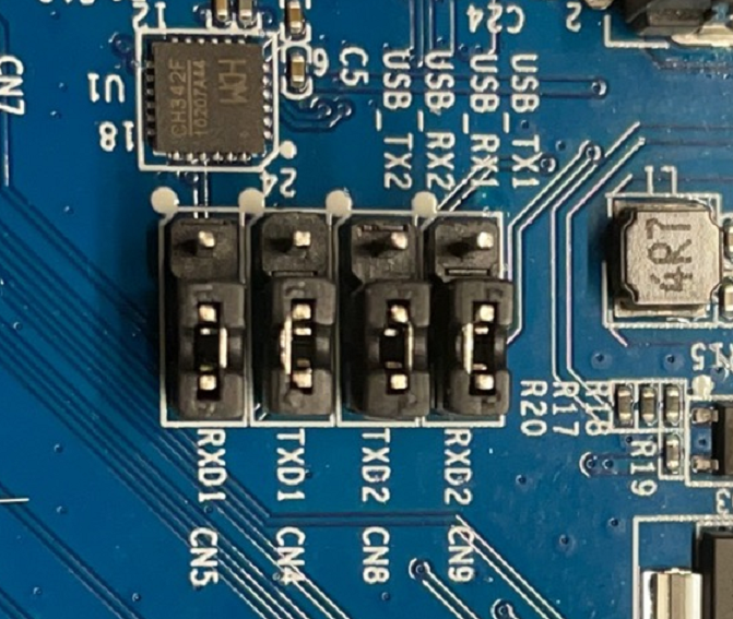 Connect serial port to pins on the board