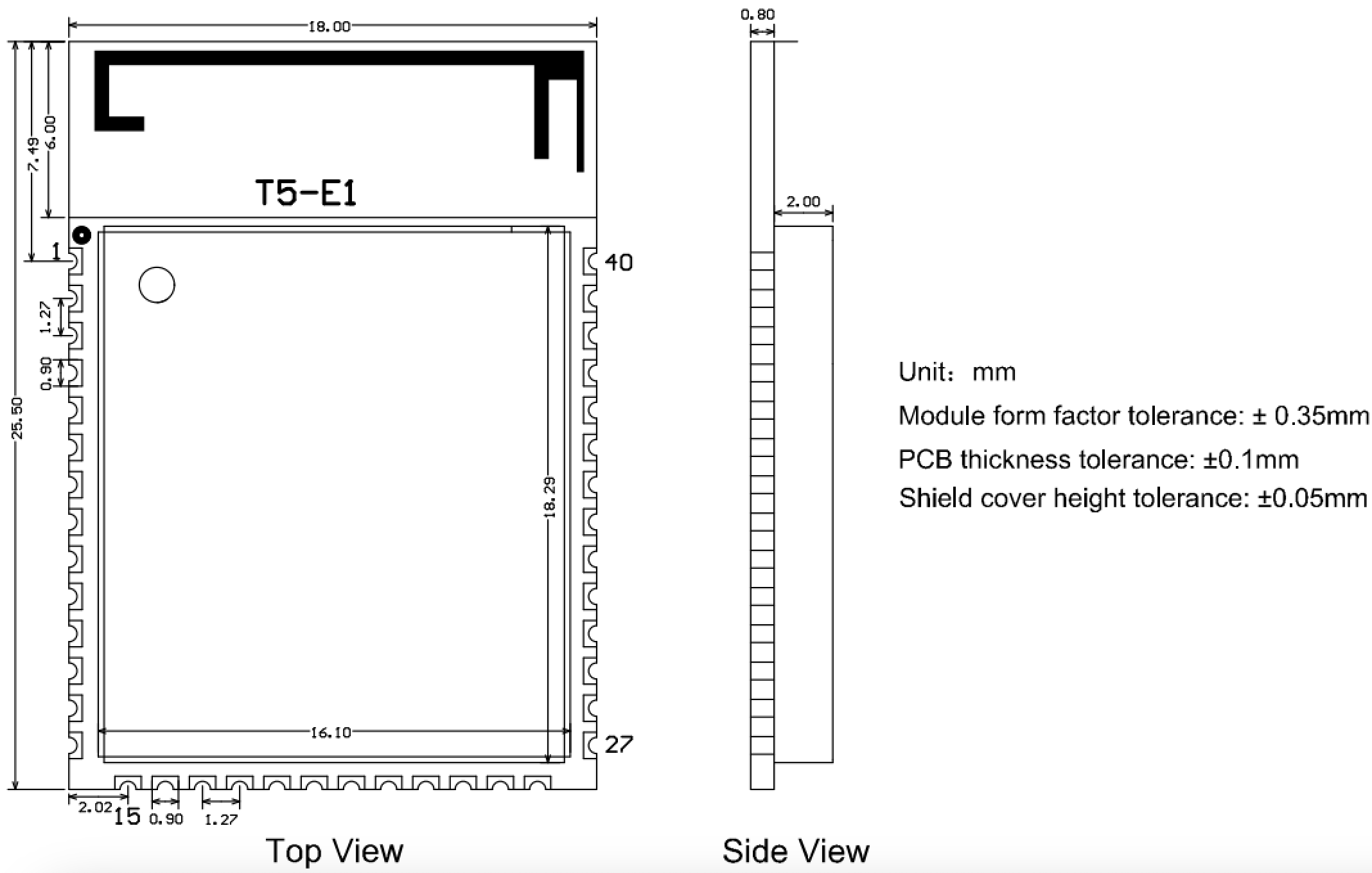 Mechanical dimensions