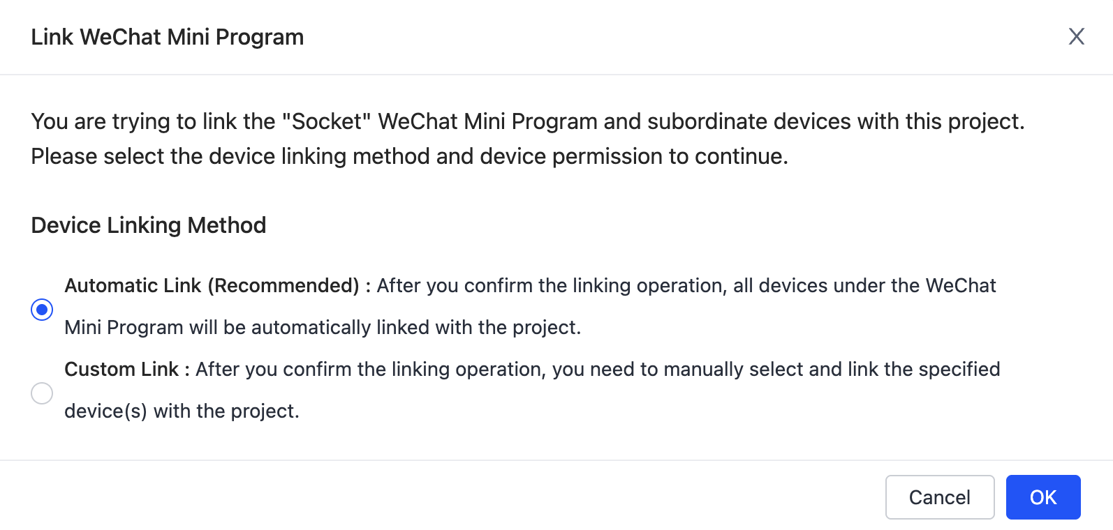 Link WeChat Mini Program