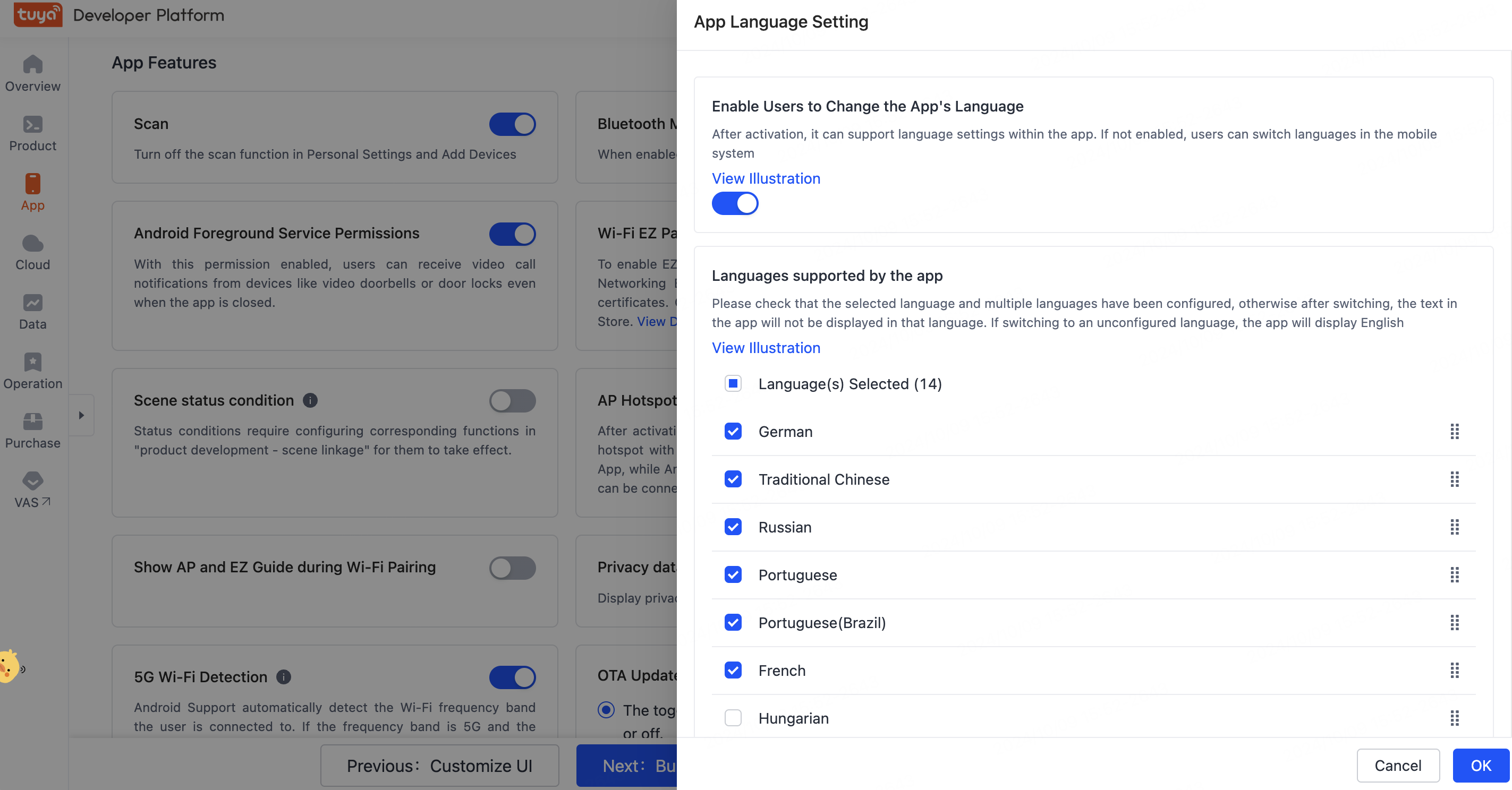 App language setting