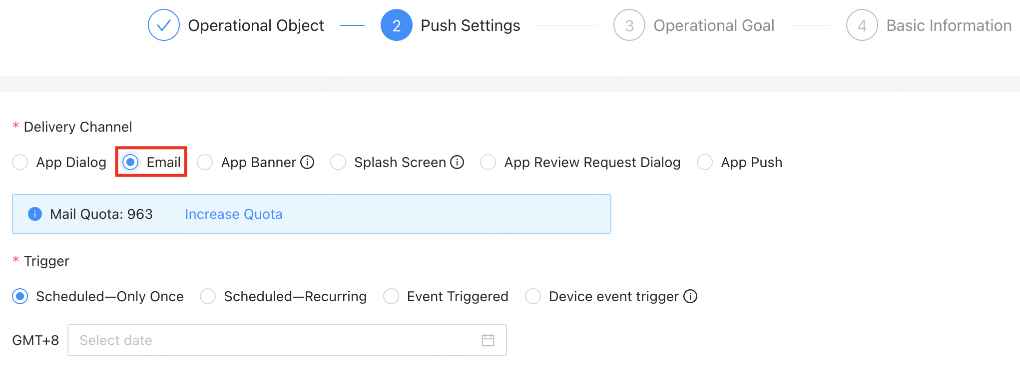 email push options