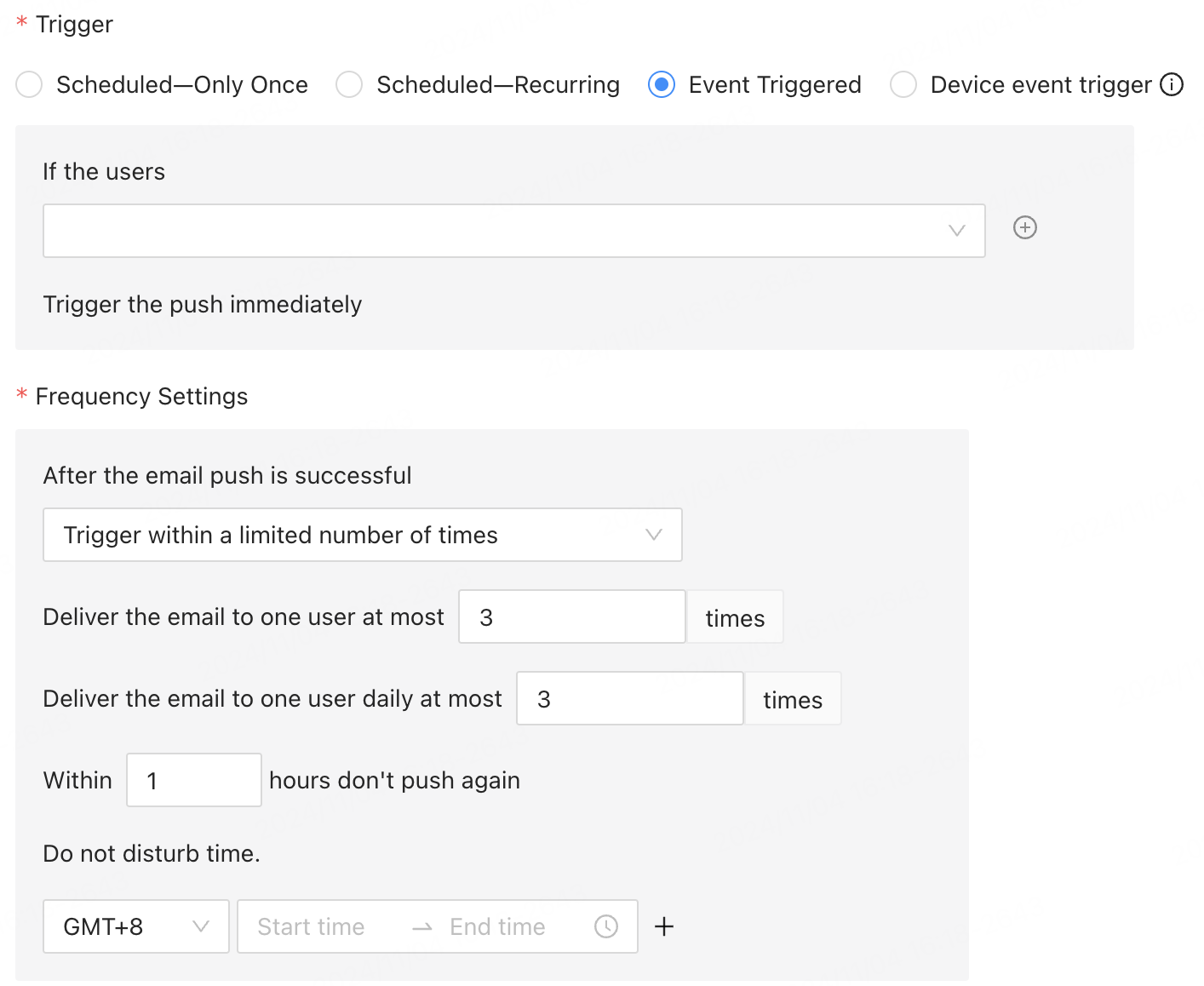 email frequency settings