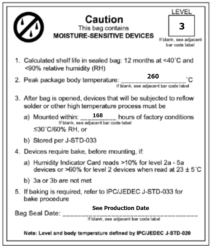 Storage conditions