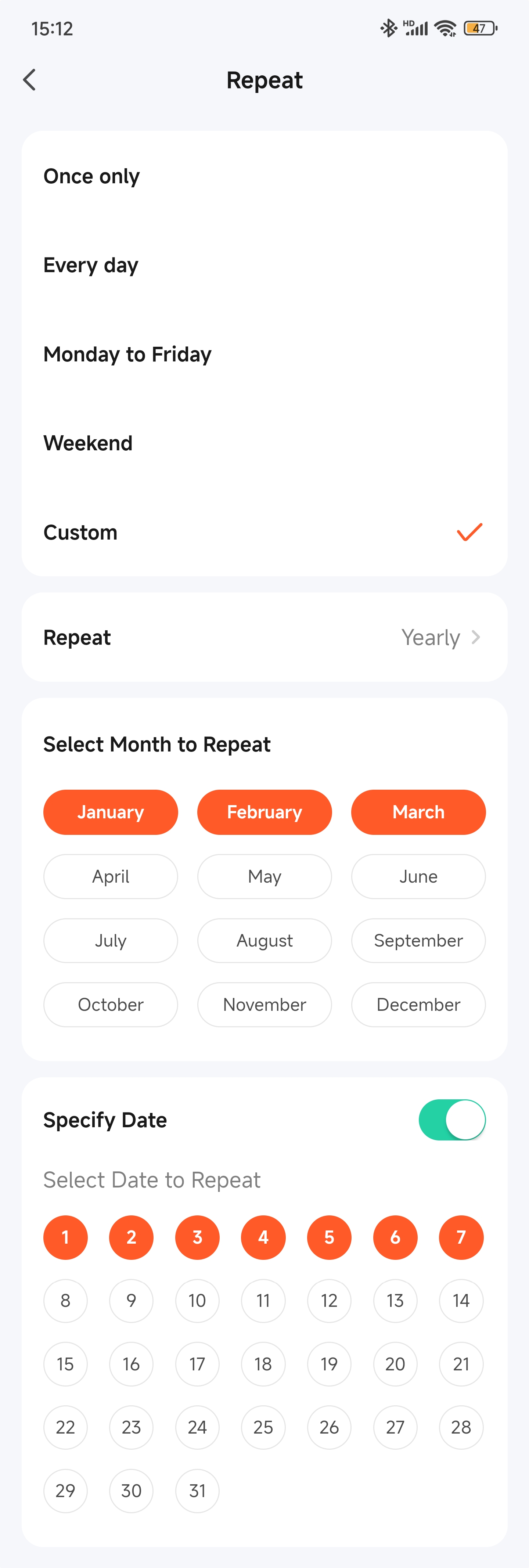 Repetition rules