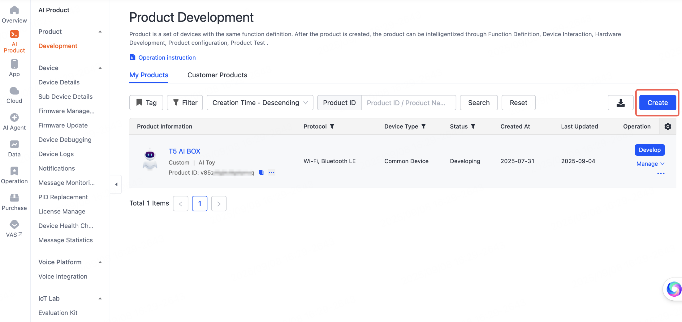 Create product