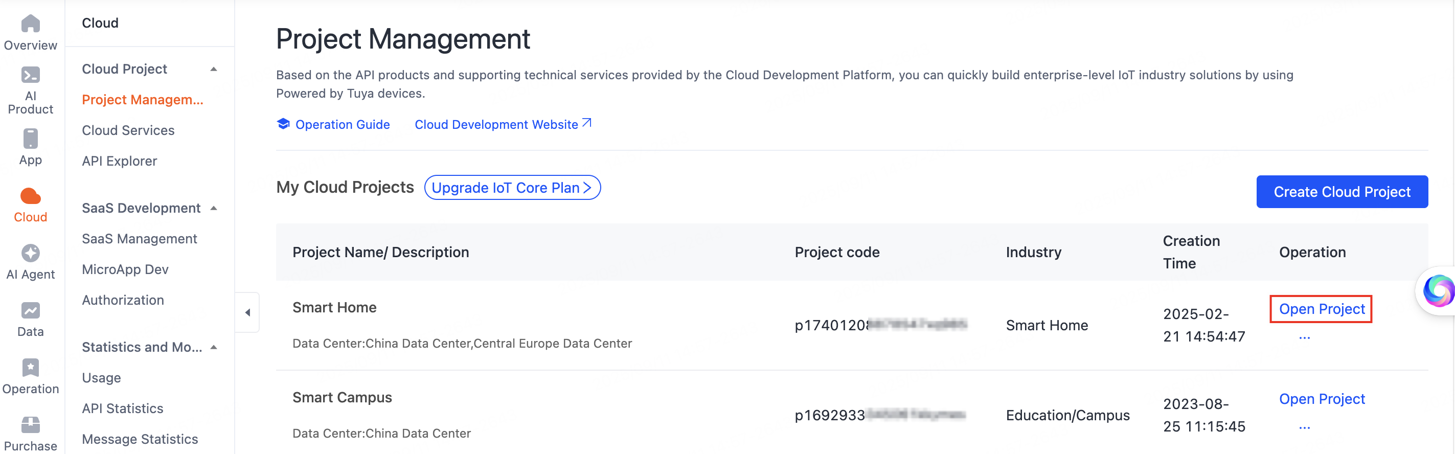 Open project