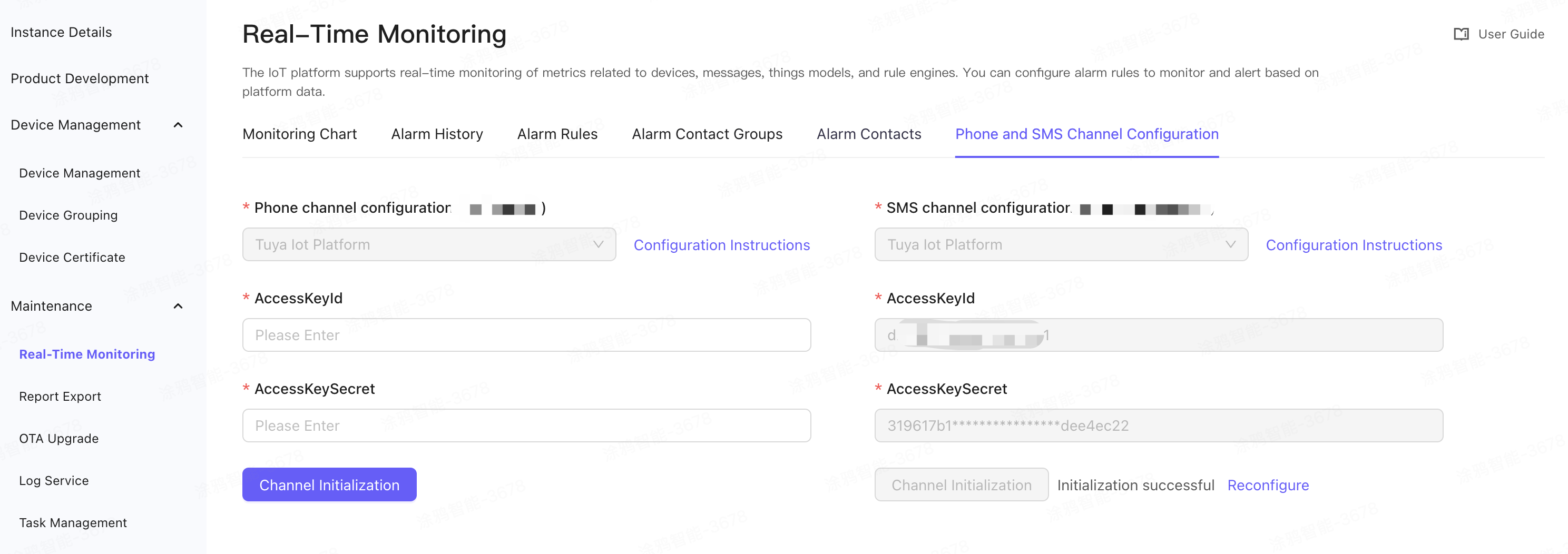 Configure the phone/SMS channel