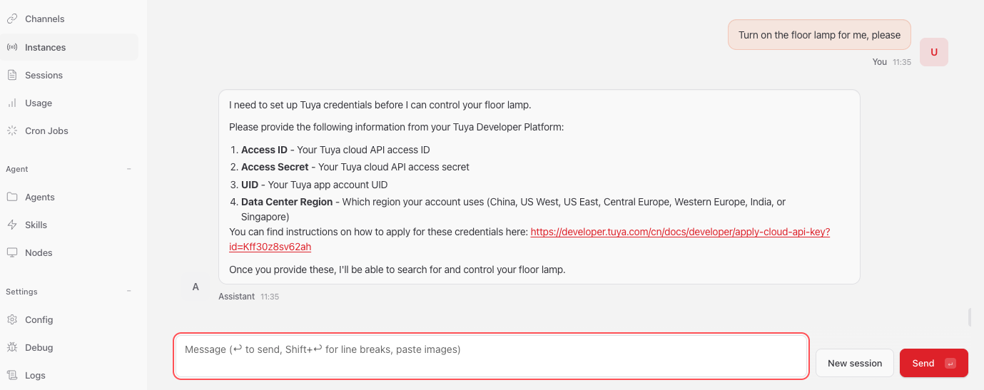 Configure Tuya Assistant Skill