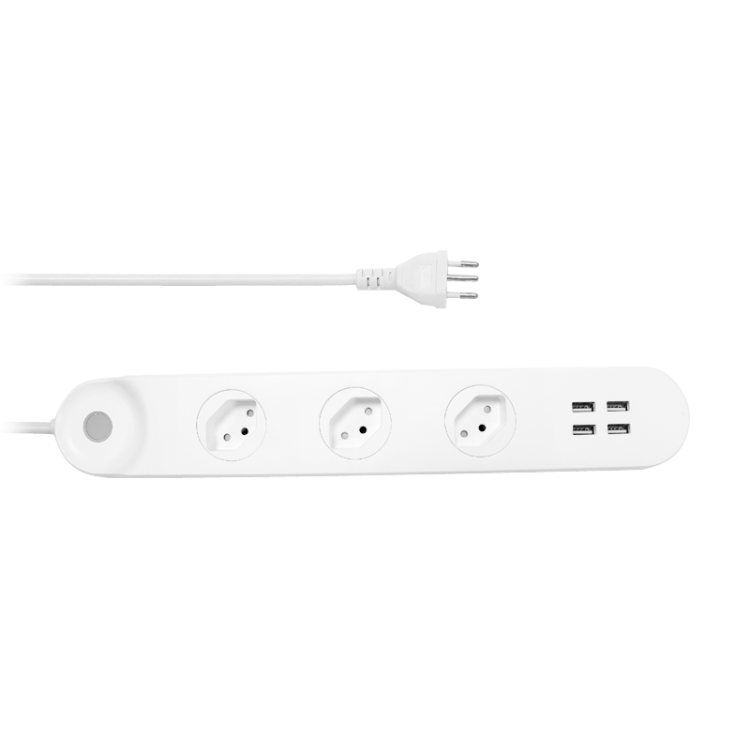 Power Strip 3outlets4USB Swiss Type