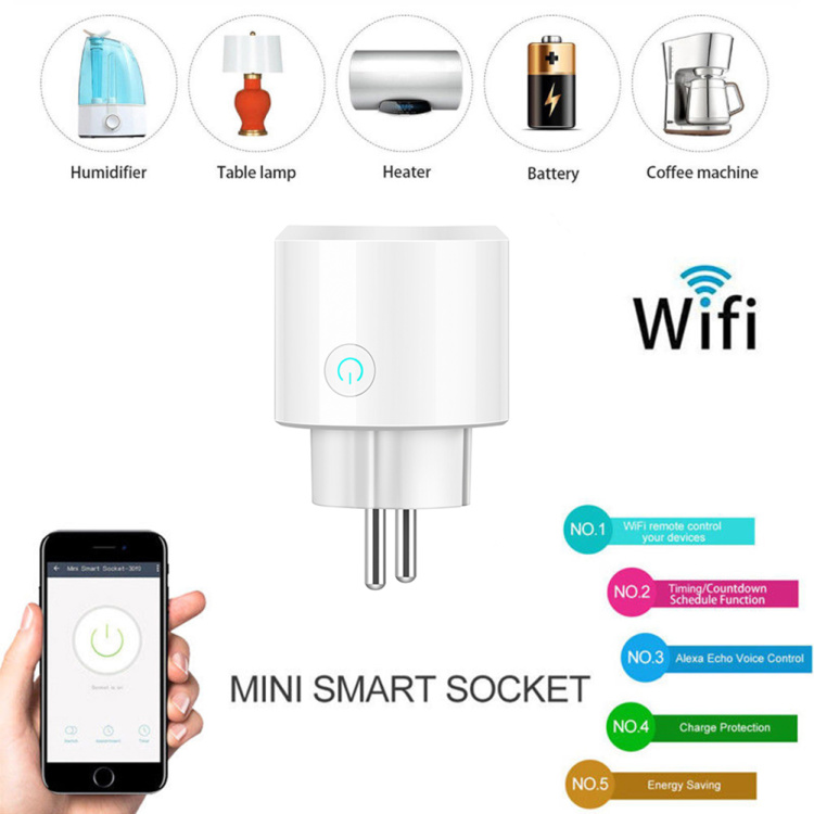 Mini EU 240V 10A/16A Energy Metering Wi-Fi Smart Plug Socket