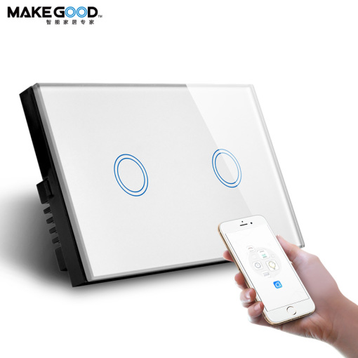Makegood Wi-Fi 2 Gang Touch Switch Alexa google assistant voice control light switch smart Wifi wall switch