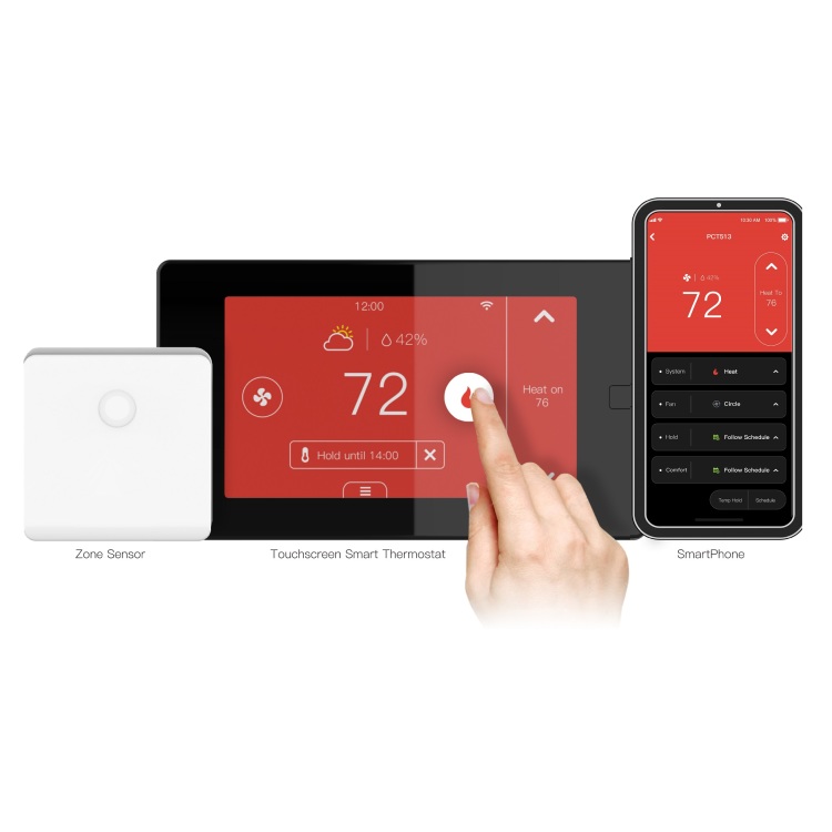 US Thermostat Alexa and Google Home Touchscreen Smart Wi-Fi Thermostat 24V with Zone Sensor