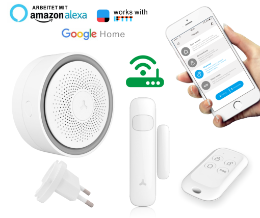 Wi-Fi / FHSS RF 433 Security Alarm System with Siren & Strobe & Battery Backup