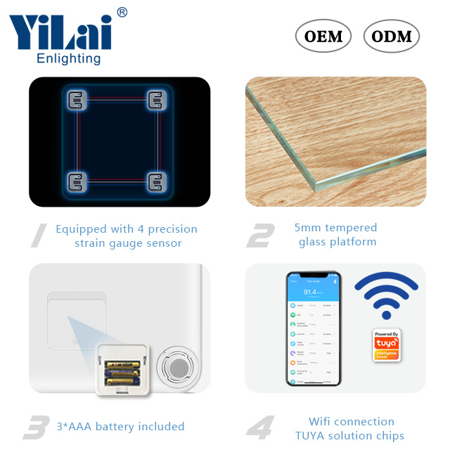 Yilai Wifi Digital Smart electronic Scale with ITO Tempered Glass