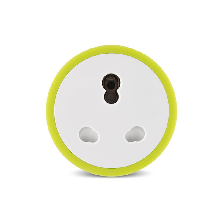 Round Green Indian Standard 16A Multi-function Smart Socket Wi-Fi Plug-Power Metering