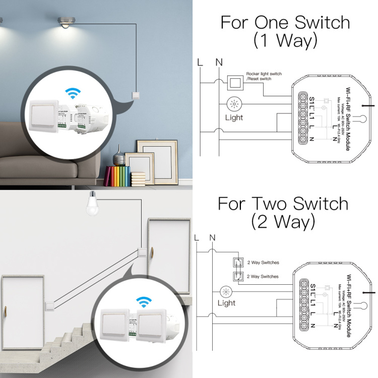 Wi-Fi+Blutooth Smart Switch Module Work With Alexa Google Home
