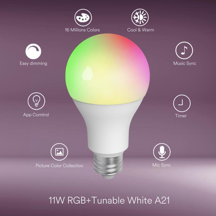 RGB+CCT Smart WiFi 12W A70 LED Bulb