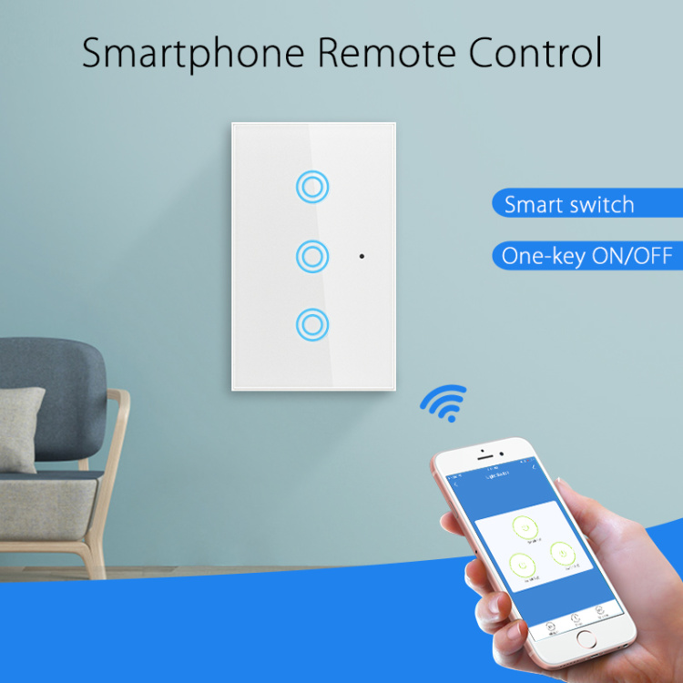 US Standard 3 Gang Touch Sensitive Wi-Fi Smart Wireless Light Switch Smart Home