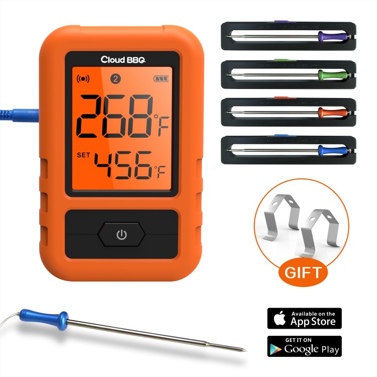 CloudBBQ Wireless Meat Thermometer Bluetooth Instant Read for Grilling Smoking Oven Kittchen Thermometer