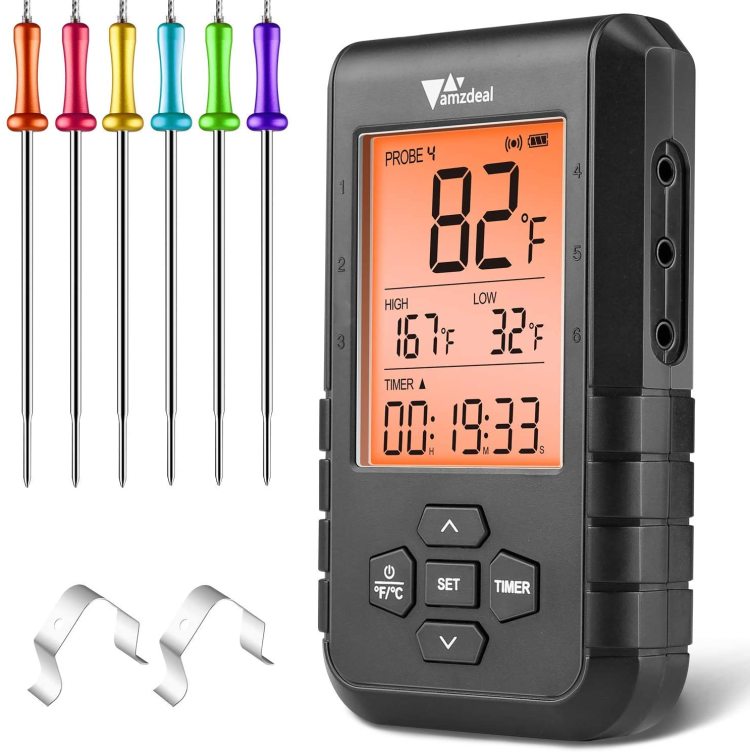 Wireless Bluetooth Meat Thermometer for Grilling - Smart Digital BBQ Cooking Thermometer with 6 Probes