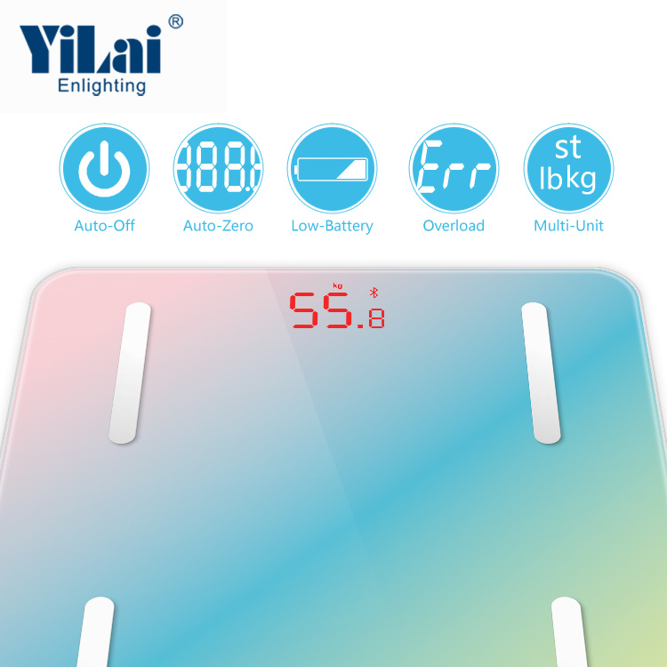 Yilai Promotion NEW Tuya Blutooth Body Fat Scale -Rainbow color