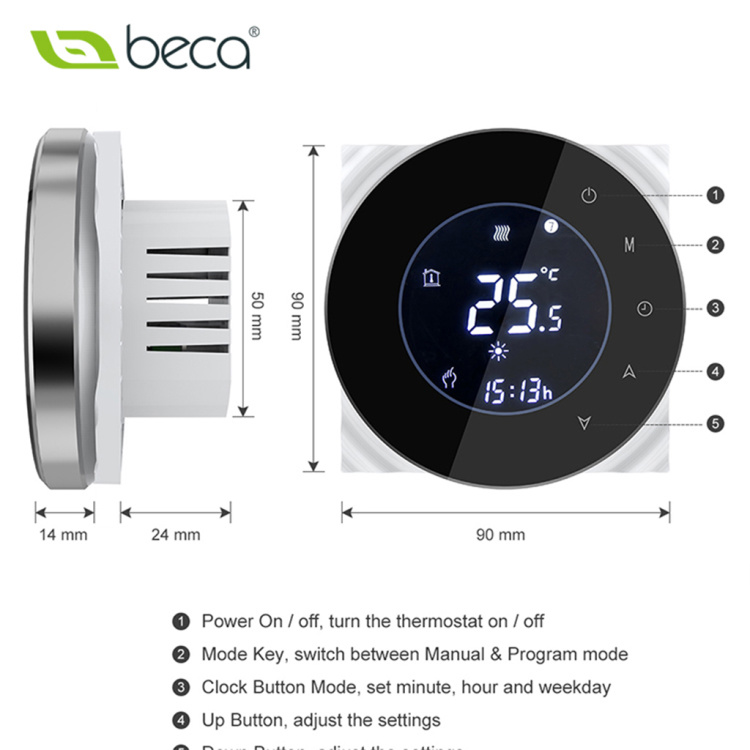 BECA Smart WIFI Weekly Programmable Water Floor Heating Room Thermostat