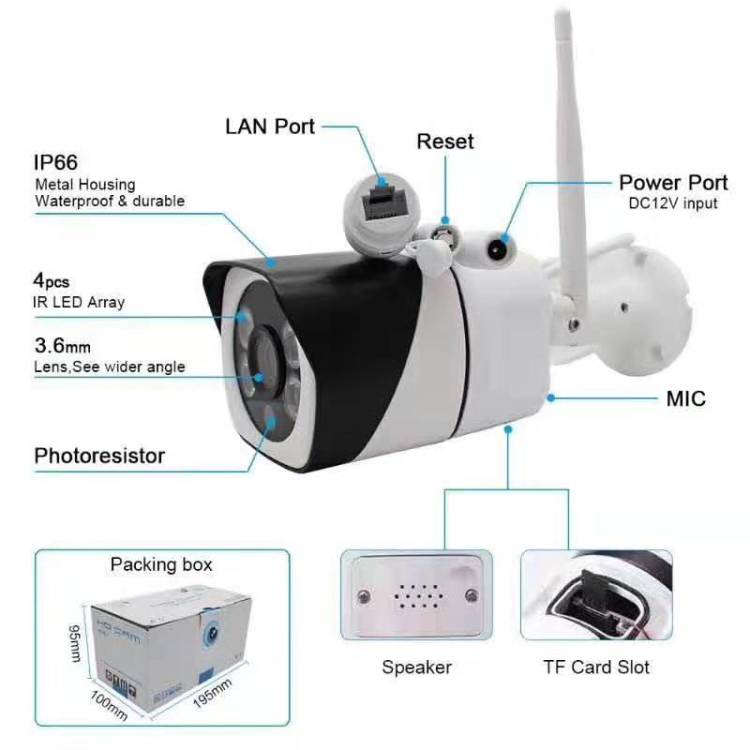 Waterproof IP66 Outdoor Security Camera With Night Version