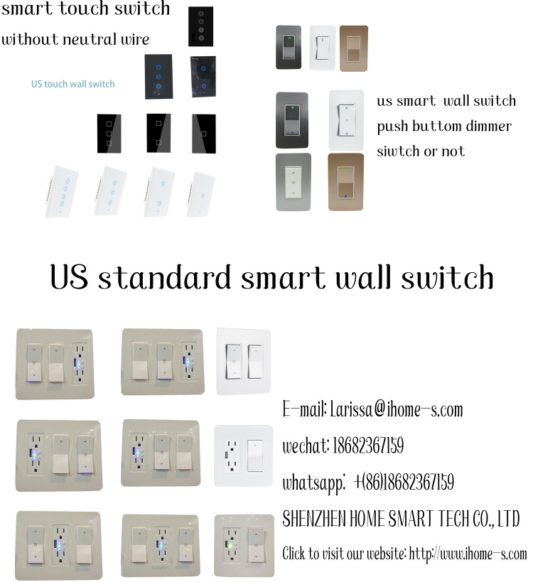 smart US standard wall touch without neutral wire  push buttom dimmer switch