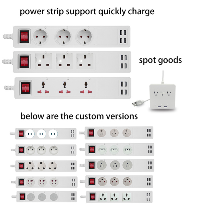 UK,EU US UNIVERSAL STANDARD intelligent row plug and USB jack can support fast charging