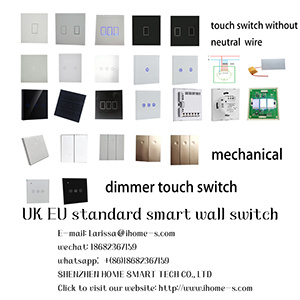 EU UK standard intelligent wall 1-3 WAY switch without zero line, button switch, dimming switch