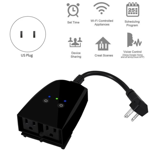 US America Standard Intelligent Smart  Wi-Fi Outdoor Waterproof IP44 Plug Sockets
