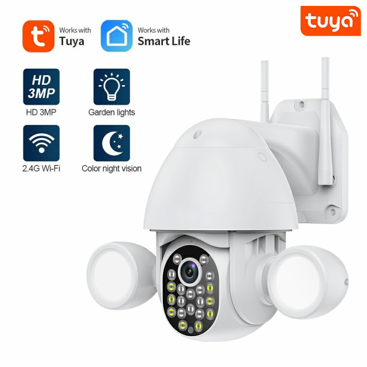 Smart Lighting Camera Flood Light Humanoid Trigger PTZ Wi-Fi IP AI Auto Tracking Audio 3MP Security CCTV