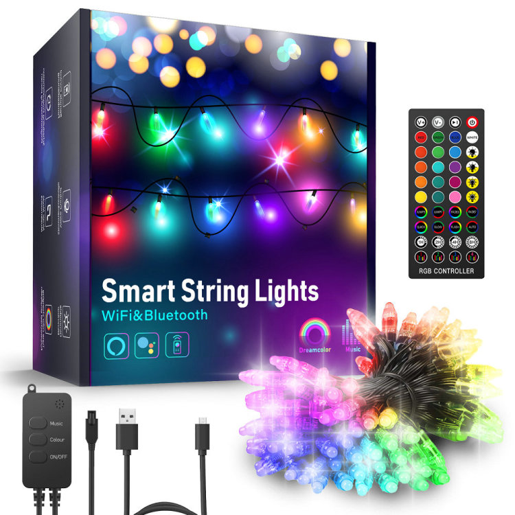 Smart Fairy Light RGB Music Sync Hanging Twinkle Lights for Indoor Outdoor Decor