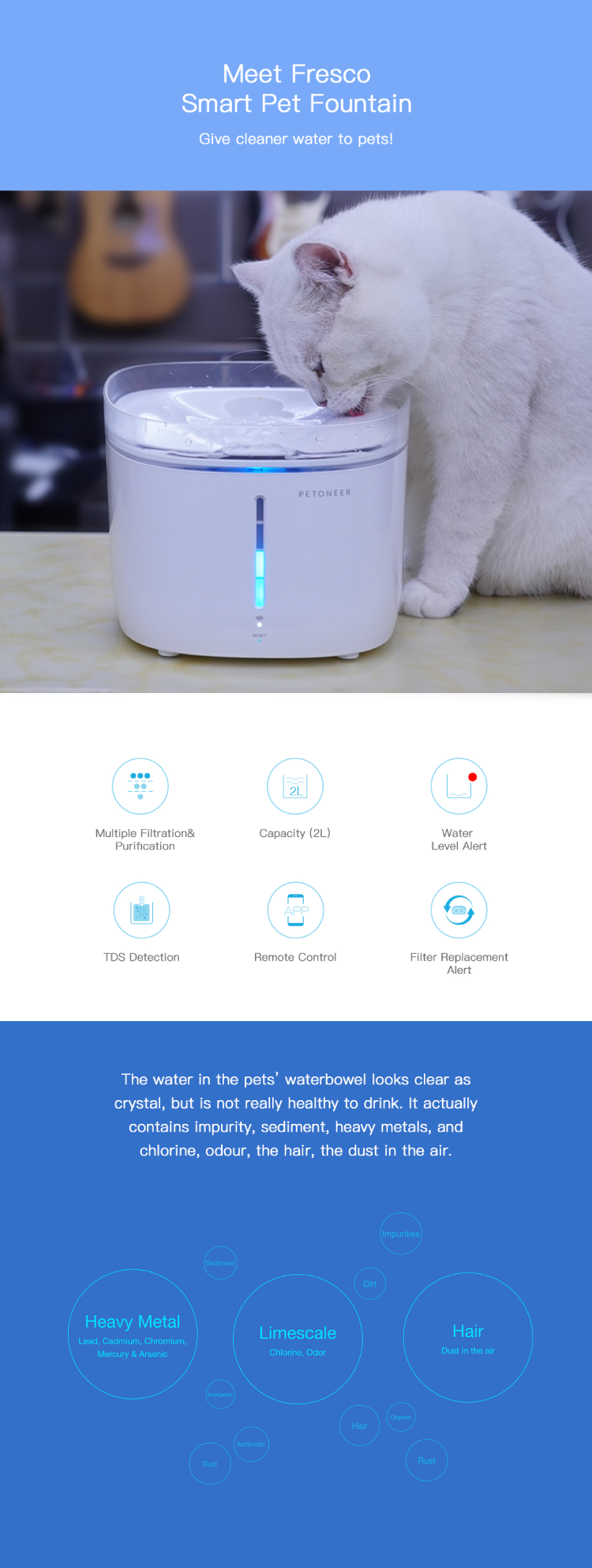 Zemismart Tuya WiFi Smart Pets Water Feeder Automatic Fountain Drinking  Dispenser Cat Dog Pet Drink Feeder Filter 2L