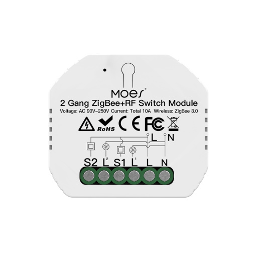 2Gang Zigbee3.0 Smart Switch Module With RF433 Function