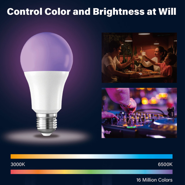 9W A60 CCT+RGB Smart LED Bulb, Light Bulbs