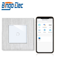 Bingoelec 1Gang 1 Way Smart Light Switch Neutral and Live Wire Aluminum Panel Tuya Alexa Waterproof Wall Switch