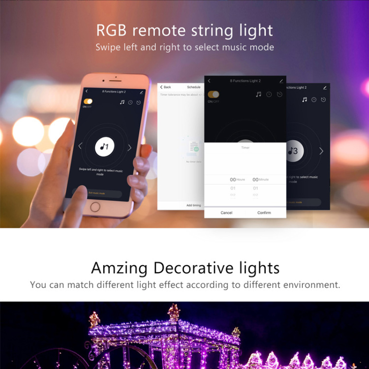 Smart Wi-Fi RGB Festival Decorative IP44 Waterproof Christmas Lamp LED Tree Lighting Indoor Outdoor Lights String