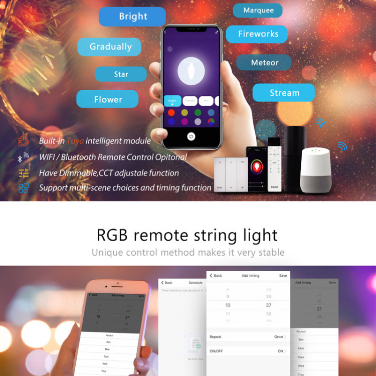 Intelligent Wi-Fi RGB Color Lighitng Decoration Wedding Lights Outdoor LED Light String