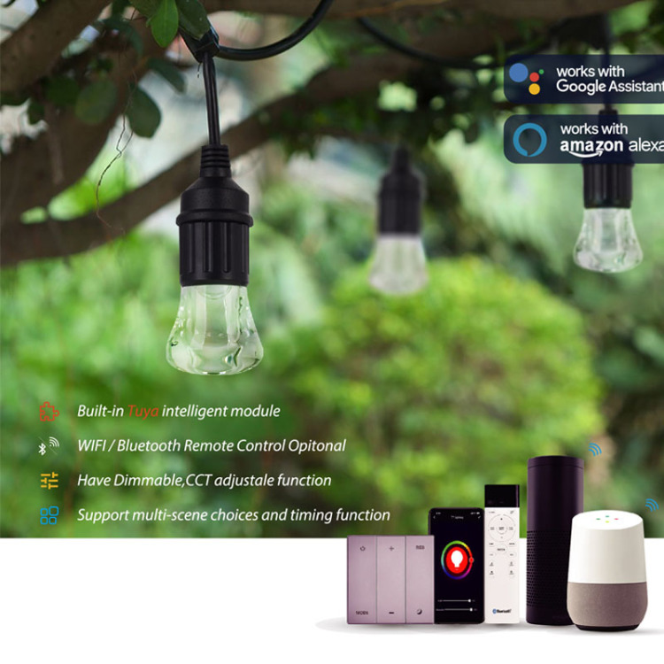3 Core Design Wi-Fi Smart Decoration LED String Outdoor Lights, 12/18/24pcs PMMA Integrated Bulb RGBCW Lights String LED