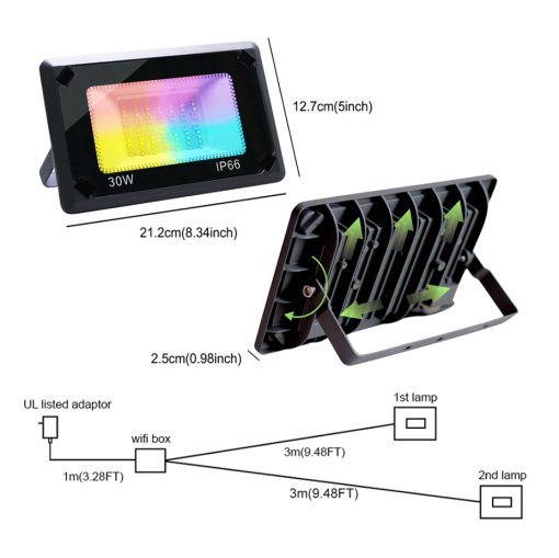 Smart Floodlights Wi-Fi Remote Control Landscape Lights Outdoor Party Lights RGBW