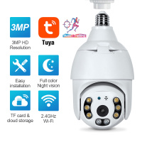 3MP WIFI E27 Lamp Bulb IP Camera Night Vision PTZ Security Camera CCTV Video Surveillance work with Tuya Smart Life