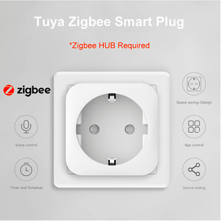 Tuya Smart Zigbee Plug 16A EU Outlet 3680W Power Monitor Timer Meter  Compatiable With Alexa zigbee2mqtt Home Assistant Tuya Hub Standard: EU  Plug, Color: 4PCS Zigbee socket
