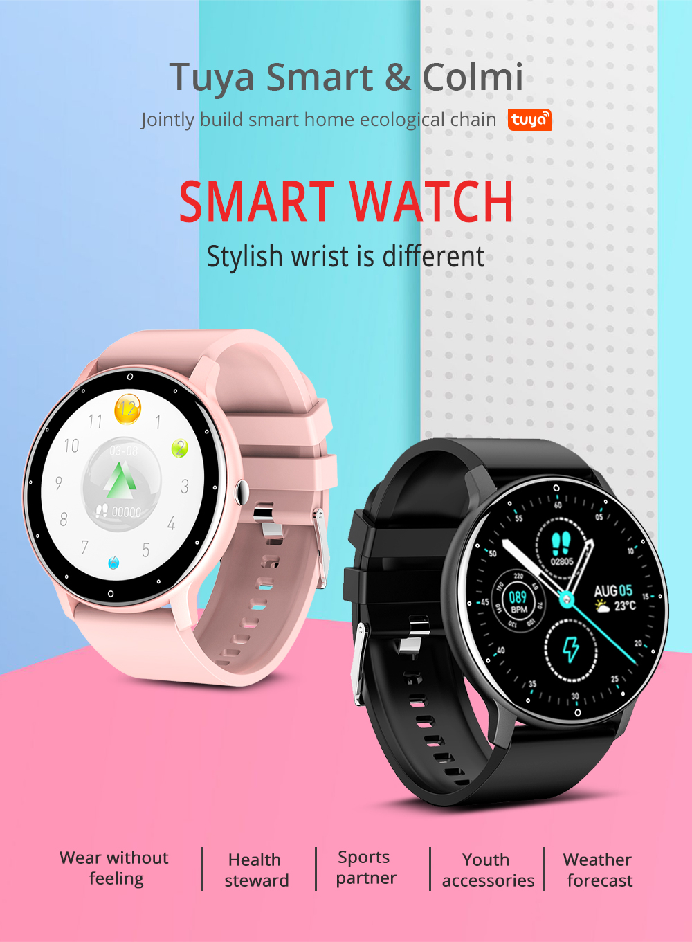 COLMI ZL02 Health Monitoring Smartwatch Sport Smart Watch Waterproof Logo  Customization With Call Function New Arrivals | Watches | Tuya Expo