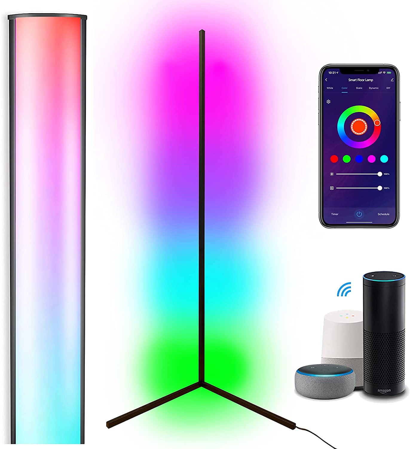 Smart Corner Floor Lamp, Compatible with Alexa & Google Home, Mood