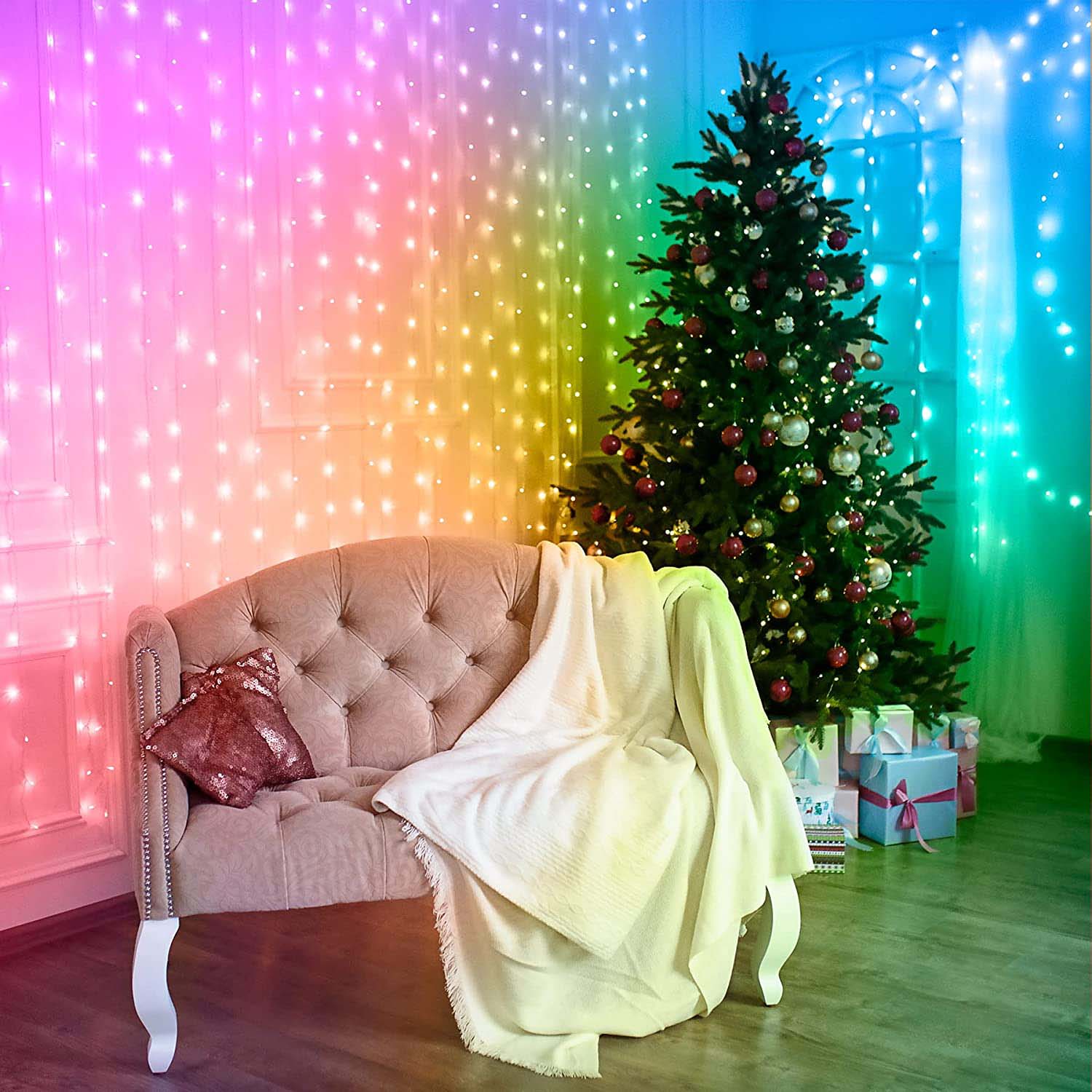 hanging rainbow lights