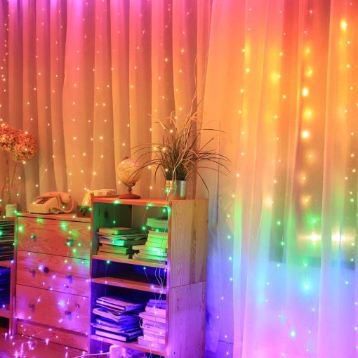 Smart Curtain Lights Sparkling Background Light Wedding Backdrop LED Wall Hanging Rainbow Fairy String Lights_copy