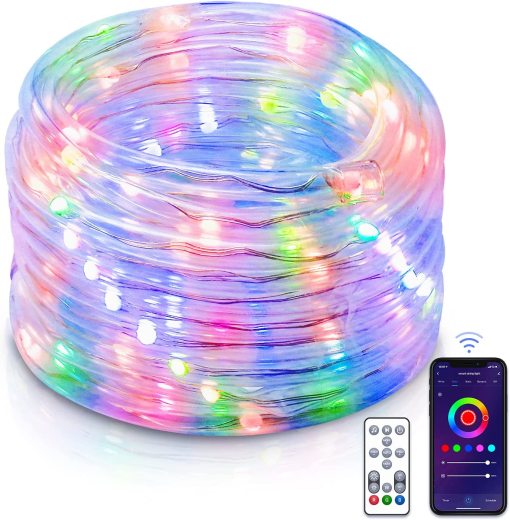 Smart WiFi Rope Lights 33ft 100 LED RGB Color Changing Music Sync Outdoor Waterproof String Lights Alexa
