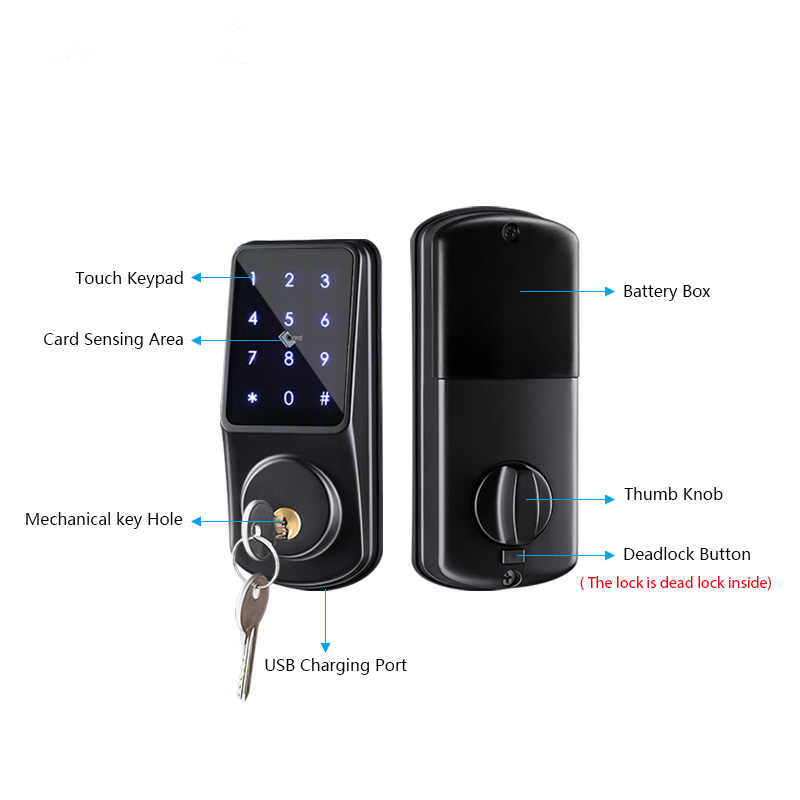 Electronic Deadbolt Smart Life Password Tuya WiFi Door Lock For